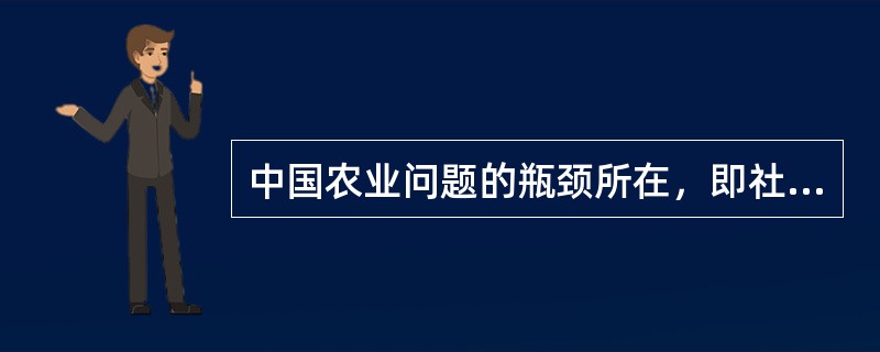 中国农业问题的瓶颈所在，即社会已整体地工业化、商业化了，而农业结构依然维持着传统的小农状态，人均占有资源量极其稀缺。秉承传统的轻徭薄赋理念，乃至彻底取消农业税，并实施对农业直接或间接的各项补贴，都只能