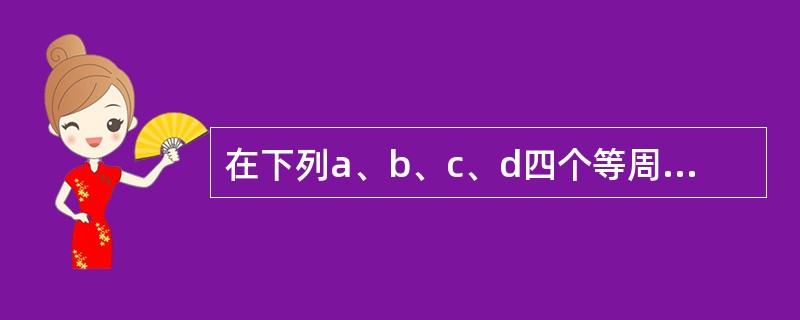 在下列a、b、c、d四个等周长的规则几何图形中，面积最大和最小的分别是（　　）。<br /><img border="0" style="width: