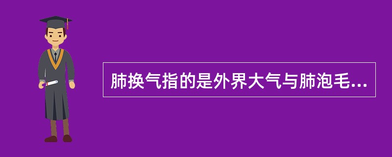 肺换气指的是外界大气与肺泡毛细血管血液之间的气体交换。