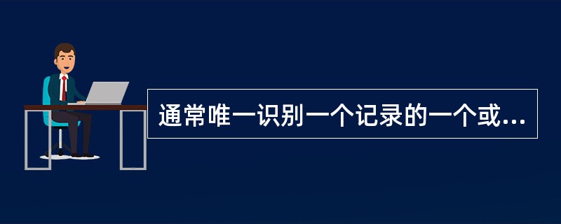 通常唯一识别一个记录的一个或若干数据项称为（）。