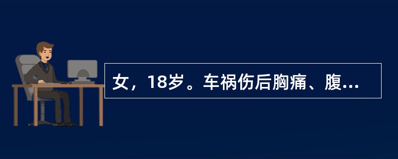 女，18岁。车祸伤后胸痛、腹痛、呼吸困难3小时急诊入院。体检：左下胸壁塌陷、压痛，可扪及皮下气肿，左上腹压痛、反跳痛。胸片示左侧血气胸并膈疝。首先应考虑下列哪项诊断()