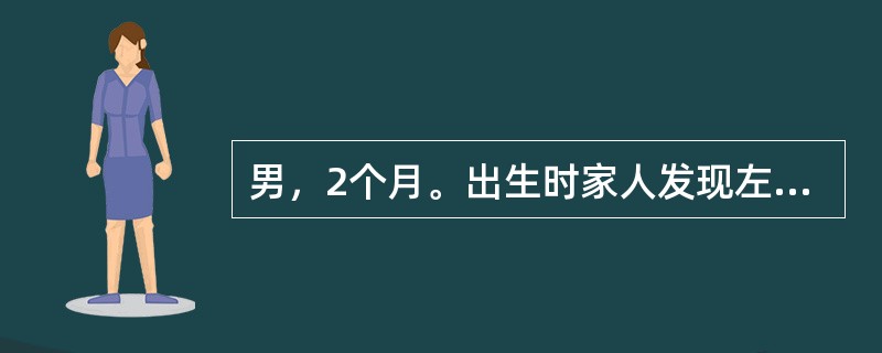 男，2个月。出生时家人发现左上唇“兔唇”样裂开。专科检查：左侧上唇从红唇至鼻底裂开，并向上后延伸，牙槽突、硬腭至腭垂均裂开。此患儿的诊断应为( )