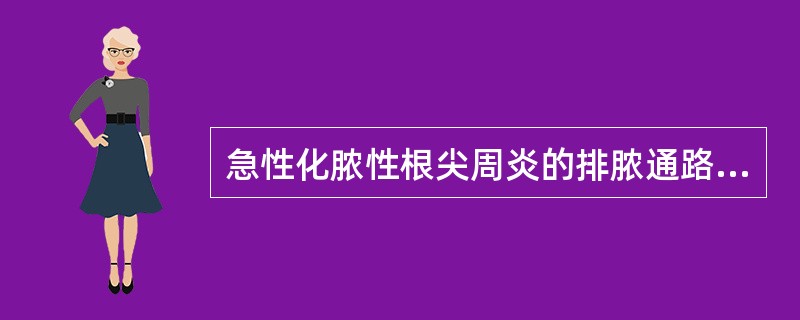 急性化脓性根尖周炎的排脓通路对根尖周组织破坏最小的是( )