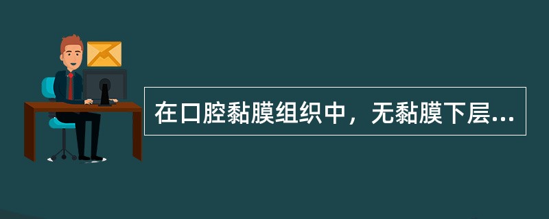 在口腔黏膜组织中，无黏膜下层的是( )。