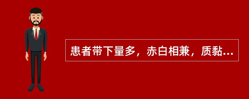 患者带下量多，赤白相兼，质黏腻，臭秽难闻，小腹疼痛，腰骶酸痛，烦热头晕，口苦咽干，小便短赤，大便干结；舌红，苔黄，脉滑数。治疗应首选的方剂是（）