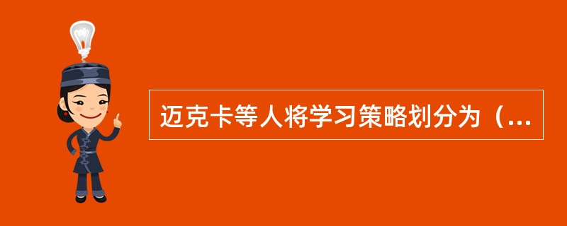 迈克卡等人将学习策略划分为（）。