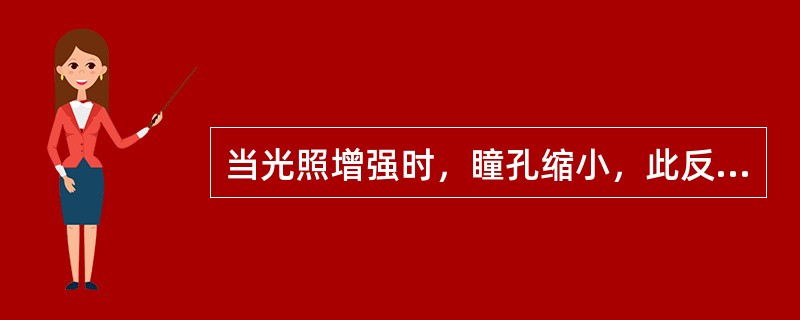 当光照增强时，瞳孔缩小，此反射称为()。