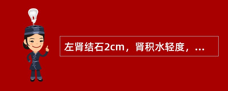 左肾结石2cm，肾积水轻度，尿检有红细胞，应采取哪种治疗方法()