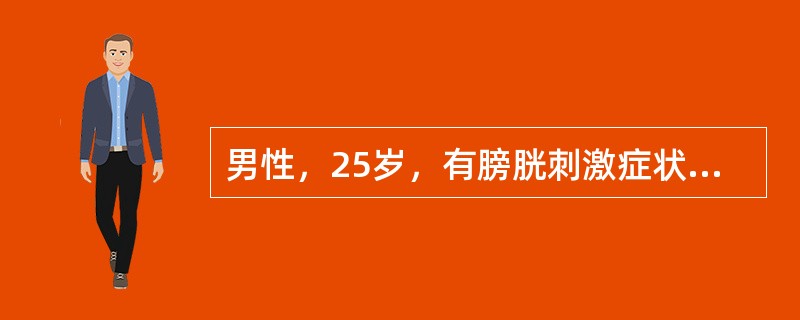男性，25岁，有膀胱刺激症状2年，一般抗炎无效，且逐渐加重，有米汤尿及终末血尿，现日排尿30余次，考虑为下列哪种疾病()