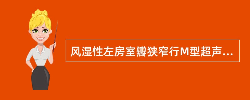 风湿性左房室瓣狭窄行M型超声检查时，左房室瓣前叶最典型的改变是（）