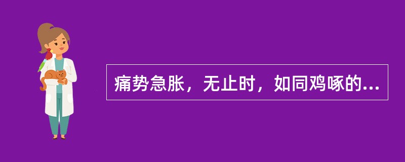 痛势急胀，无止时，如同鸡啄的是（）