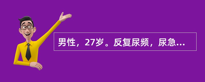 男性，27岁。反复尿频，尿急，尿痛伴终末肉眼血尿2年。大量使用抗生素治疗效果欠佳，且逐渐加重。尿常规检查：白细胞++，红细胞+++。现排尿超过30次/日。为明确诊断，首先应进行()