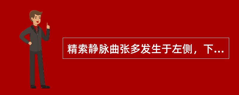 精索静脉曲张多发生于左侧，下列不是其病因的是()