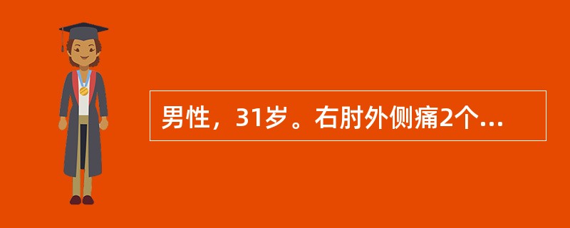 男性，31岁。右肘外侧痛2个月。用力握拳或拧毛巾时疼痛加重，右肘外侧局限性压痛，Mills征阳性。诊断是()