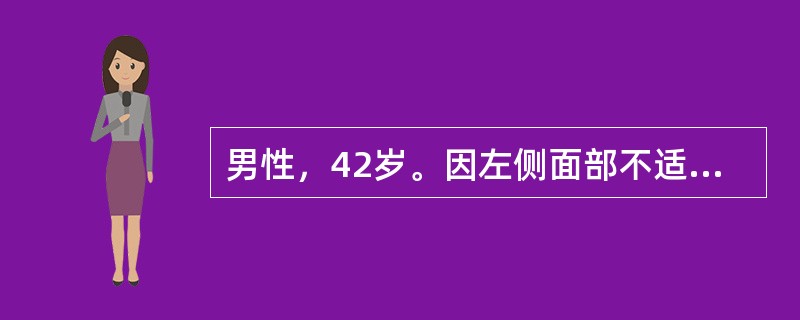 男性，42岁。因左侧面部不适，外耳道疼痛2d来院就诊。体检：左侧额纹消失，左侧闭眼不能，左侧鼻唇沟浅，露齿时口角右歪，左侧舌前2／3味觉减退，左外耳道见少量疱疹。该病人病变可能定位在