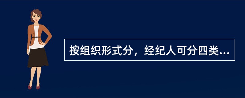 按组织形式分，经纪人可分四类。其中演出公司属于（）。