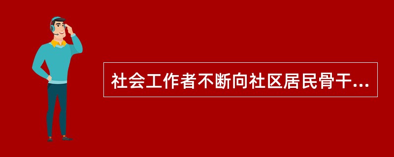 社会工作者不断向社区居民骨干灌输“当家作主”的理念，协助他们建立自主和自立的意识，这属于居民骨干培养中的（　）技巧。