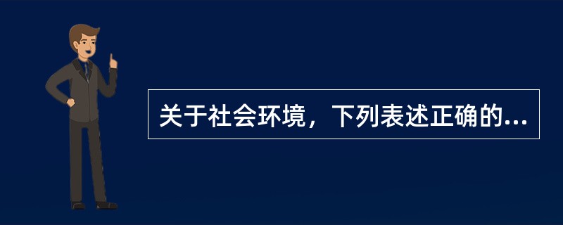 关于社会环境，下列表述正确的有（　　）。
