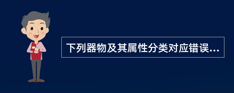 下列器物及其属性分类对应错误的是（）。