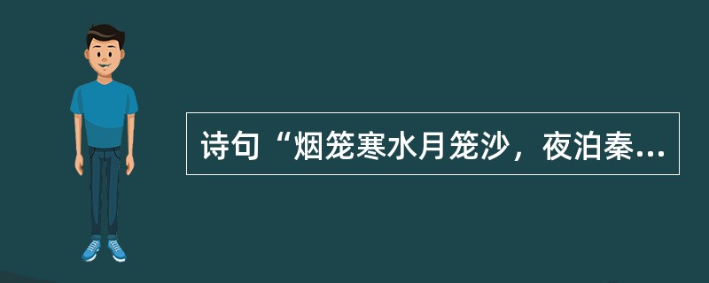 诗句“烟笼寒水月笼沙，夜泊秦淮近酒家”出自杜甫的《泊秦淮》。（）