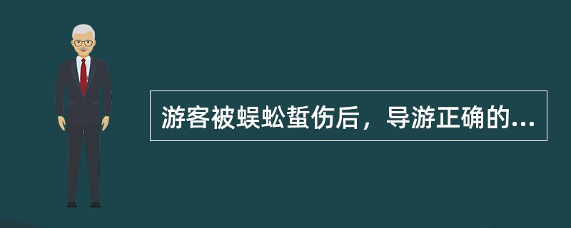 游客被蜈蚣蜇伤后，导游正确的处理方法是（　）。