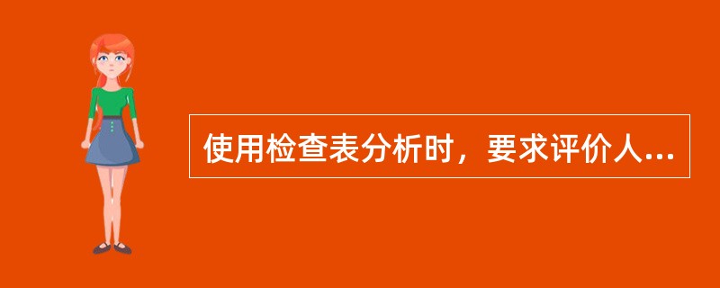 使用检查表分析时，要求评价人员熟悉( )内容。