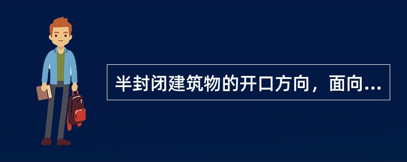 半封闭建筑物的开口方向，面向全年主导风向，其开口方向与主导风向的夹角不宜大于（）。