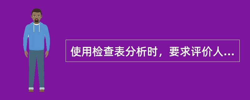 使用检查表分析时，要求评价人员熟悉( )内容。