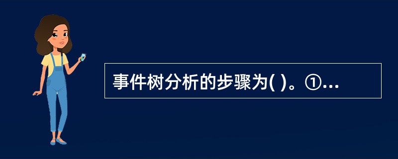 事件树分析的步骤为( )。①描述导致事故顺序情况；②编制事件树；③确定事故顺序的最小割集；④识别能消除初发事件的安全设计功能；⑤确定初始事件(可能引发感兴趣事故的初始事件)；⑥编制分析结果。