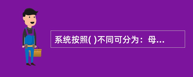 系统按照( )不同可分为：母系统与子系统，自然系统与人造系统，实体系统与概念系统，静态系统与动态系统，控制系统与行为系统等。