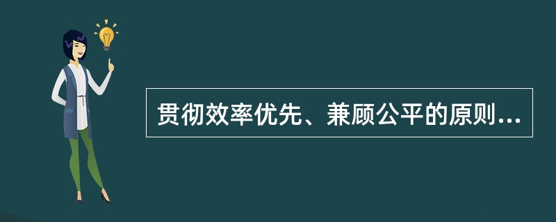 贯彻效率优先、兼顾公平的原则，在不同领域、不同环节和不同分配机制下可以有不同的侧重点，一般来说，（）。