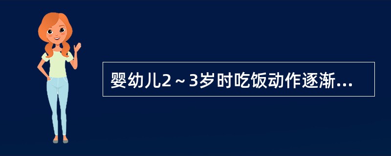 婴幼儿2～3岁时吃饭动作逐渐协调，不可以独立吃饭。（）