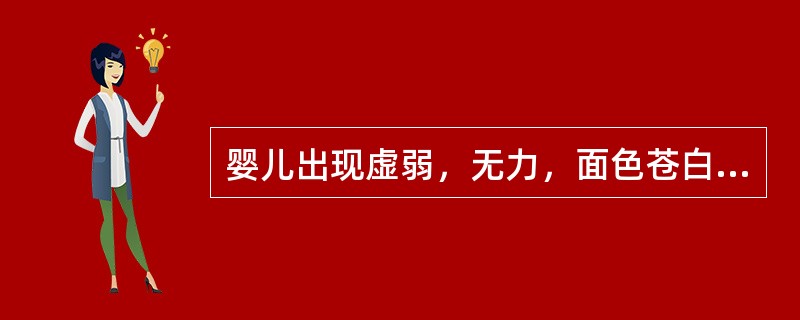 婴儿出现虚弱，无力，面色苍白，脾气急躁等，是缺乏（）。
