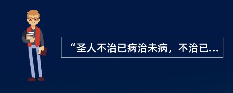 “圣人不治已病治未病，不治已乱治未乱，此之谓也。夫病已成而后药之，乱已成而后治之，譬犹渴而穿并，斗而铸锥，不亦晚乎”这段话摘自