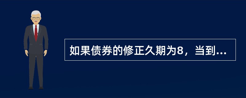 如果债券的修正久期为8，当到期收益率上升20个基点时，债券的价格将（　　）。