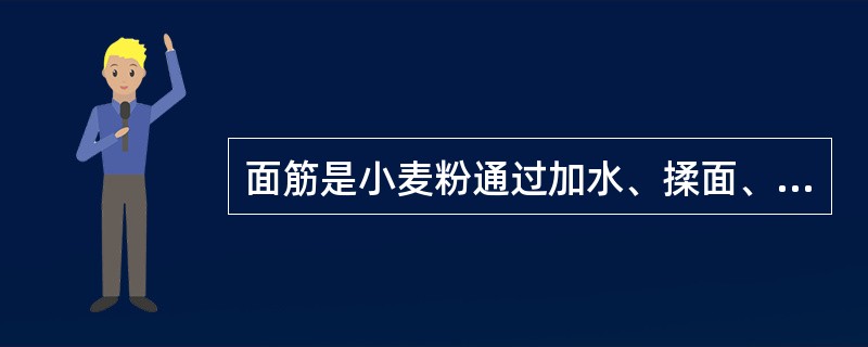 面筋是小麦粉通过加水、揉面、冲洗形成了具有黏弹性和延伸性的胶皮状物质。（　　）