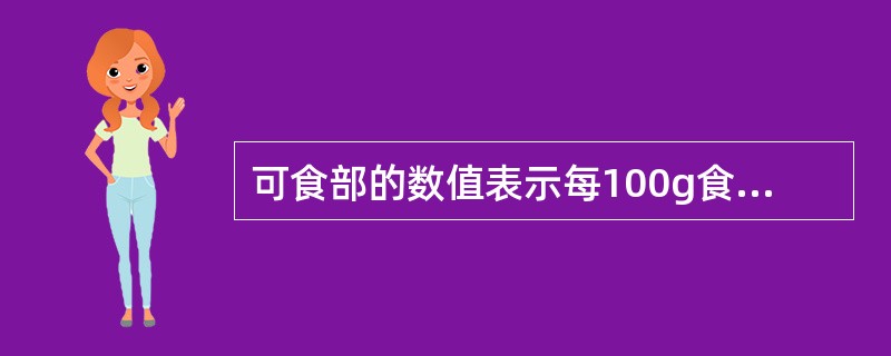 可食部的数值表示每100g食物中可以食用部分占该食物的比例。（　　）