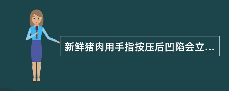 新鲜猪肉用手指按压后凹陷会立即复原。（）