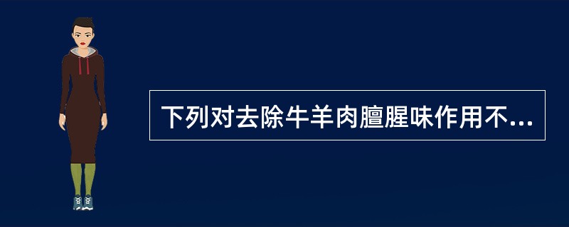 下列对去除牛羊肉膻腥味作用不大的烹调加工方法是（）。