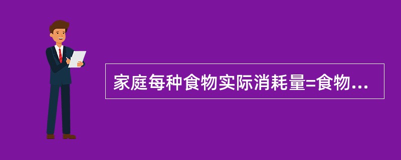 家庭每种食物实际消耗量=食物结存量+购进食物总量-剩余总量。（　　）