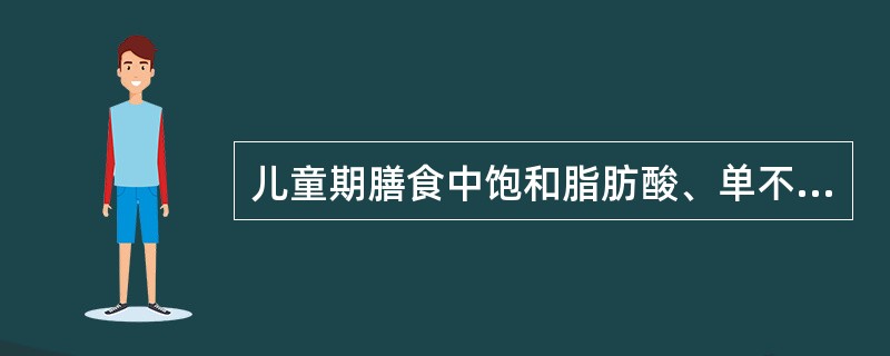 儿童期膳食中饱和脂肪酸、单不饱和脂肪酸和多不饱和脂肪酸的适宜比例是（）。