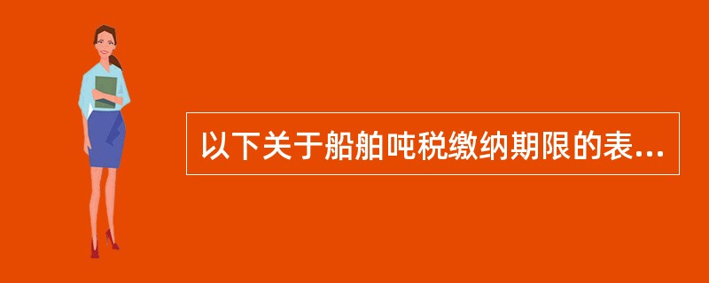 以下关于船舶吨税缴纳期限的表述，正确的是().