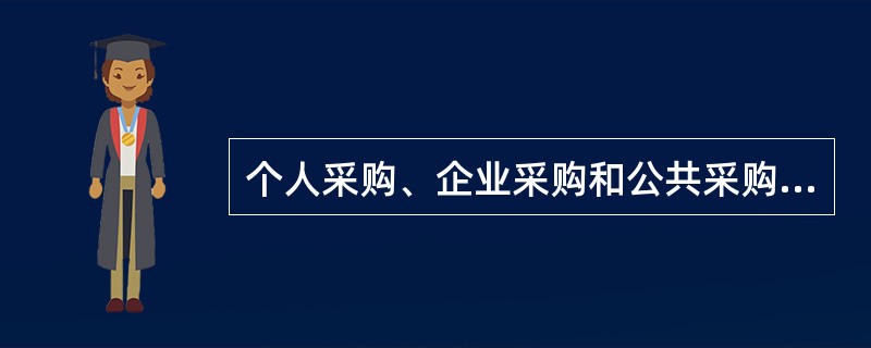 个人采购、企业采购和公共采购在制约因素方面的差别主要体现在（　　）等方面。