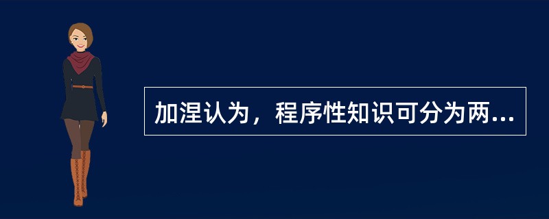 加涅认为，程序性知识可分为两个亚类：一类为运用概念和规则对外办事的程序性知识，可称之为（　），主要用来加工外在的信息。另一类为运用概念和规则对内调控的程序性知识，可称为（　），主要用来调节和控制自己的