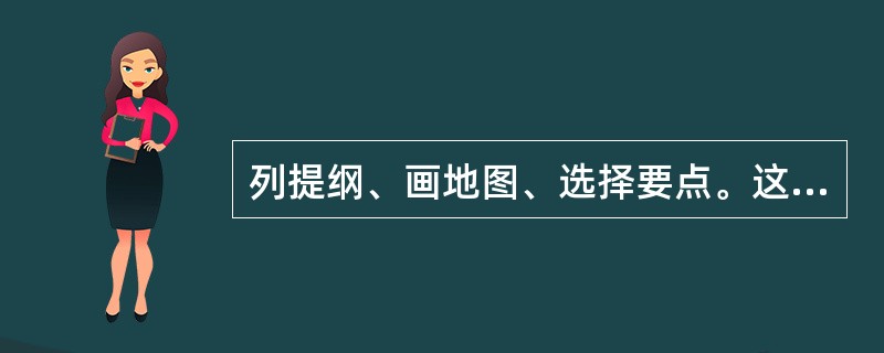 列提纲、画地图、选择要点。这些属于学习认知策略中的（　）。