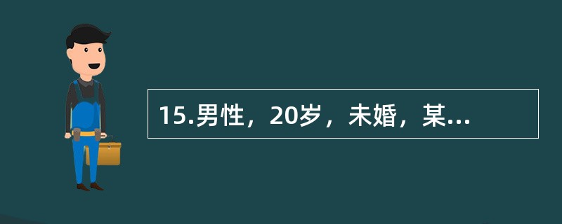 15.男性，20岁，未婚，某大学四年级学生，家在农村，排行老二，上有一姐，下有一弟。自我陈述:近一年来记忆力下降，没精神看书，逻辑分析能力下降，紧张，害怕考试，害怕老师为难我，睡不好觉，晚上睡不着，白