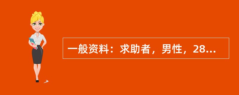 一般资料：求助者，男性，28岁，公司副总经理。因恋爱问题苦恼，主动前来咨询。案例介绍：求助者是家中的独子，年轻有为，气质高雅。大学时曾与同班同学恋爱，原准备毕业后结婚，后因两地分居，各自难以放弃自己的