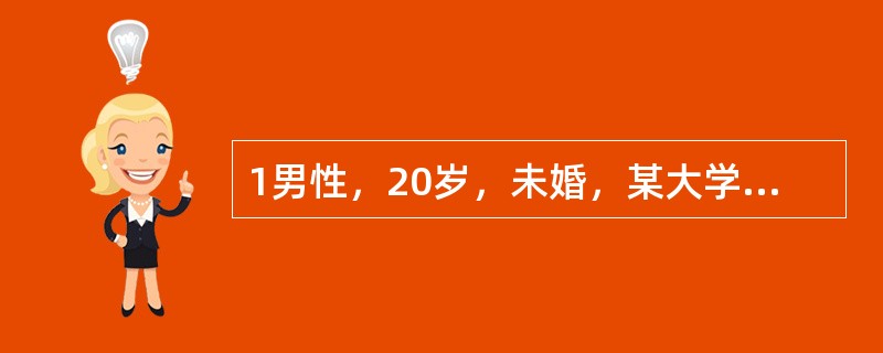 1男性，20岁，未婚，某大学四年级学生，家在农村，排行老二，上有一姐，下有一弟。自我陈述:近一年来记忆力下降，没精神看书，逻辑分析能力下降，紧张，害怕考试，害怕老师为难我，睡不好觉，晚上睡不着，白天没