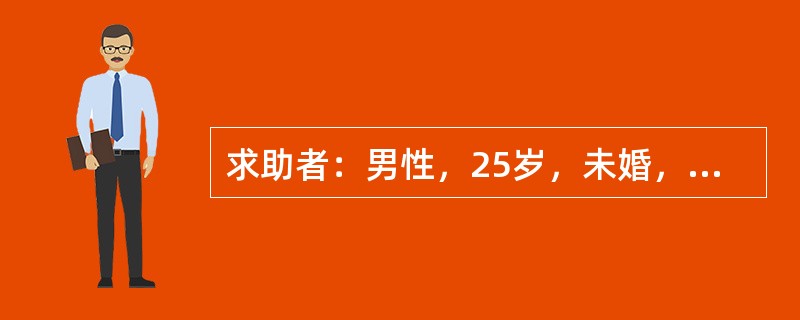 求助者：男性，25岁，未婚，饭店服务员。 <br />求助者自述：因感情问题而苦恼，伴有失眠，一月余。 <br />案例介绍：求助者在高中时曾经与班里的一位