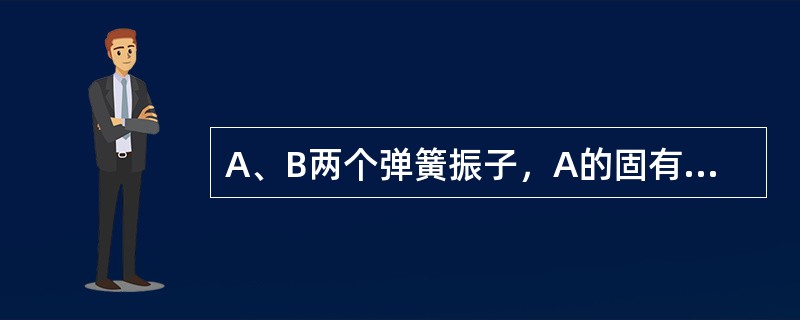 A、B两个弹簧振子，A的固有频率为f，B的固有频率为4f，若他们均在频率为3f的策动力作用下作受迫振动，则（）。